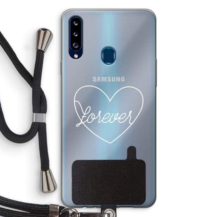 Forever heart pastel: Samsung Galaxy A20s Transparant Hoesje met koord