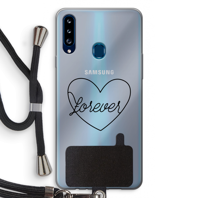 Forever heart black: Samsung Galaxy A20s Transparant Hoesje met koord