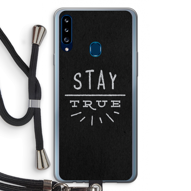 Stay true: Samsung Galaxy A20s Transparant Hoesje met koord