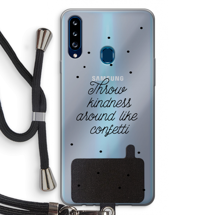 Confetti: Samsung Galaxy A20s Transparant Hoesje met koord