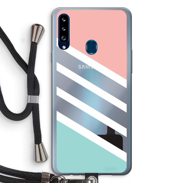 Strepen pastel: Samsung Galaxy A20s Transparant Hoesje met koord