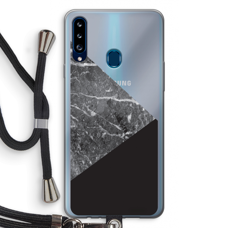 Combinatie marmer: Samsung Galaxy A20s Transparant Hoesje met koord