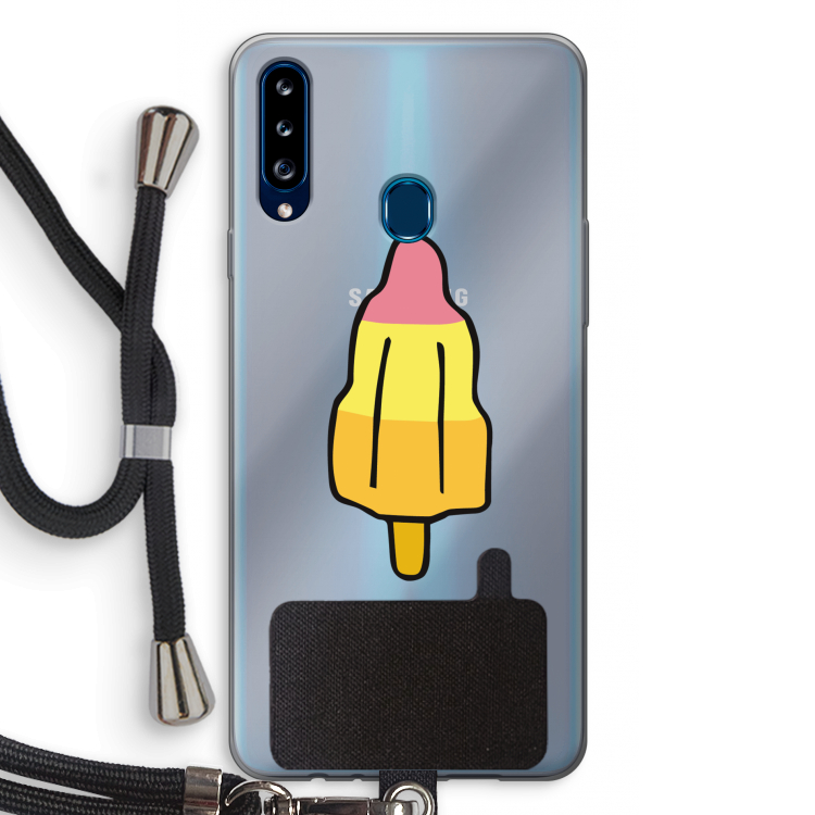 Raketijsje: Samsung Galaxy A20s Transparant Hoesje met koord