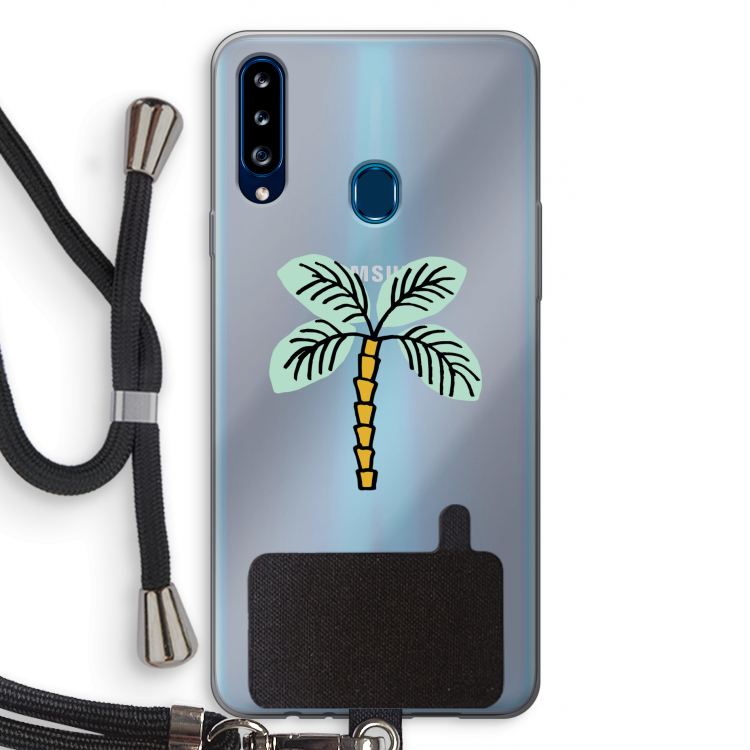 Palmboom: Samsung Galaxy A20s Transparant Hoesje met koord