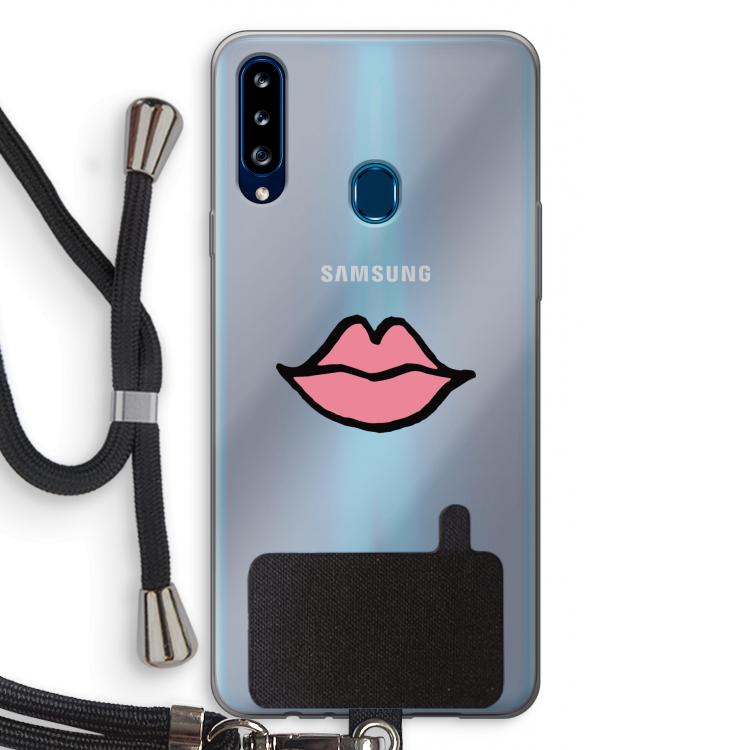 Kusje: Samsung Galaxy A20s Transparant Hoesje met koord