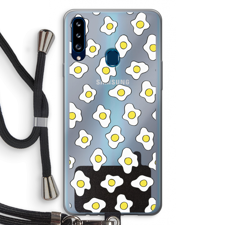 Spiegeleitjes: Samsung Galaxy A20s Transparant Hoesje met koord