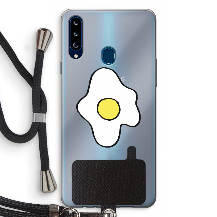 Spiegelei: Samsung Galaxy A20s Transparant Hoesje met koord