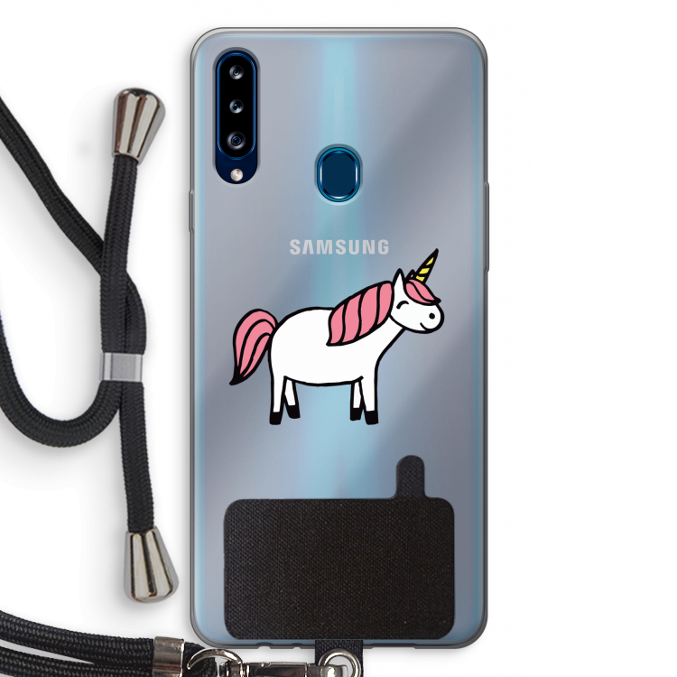 Eenhoorn: Samsung Galaxy A20s Transparant Hoesje met koord