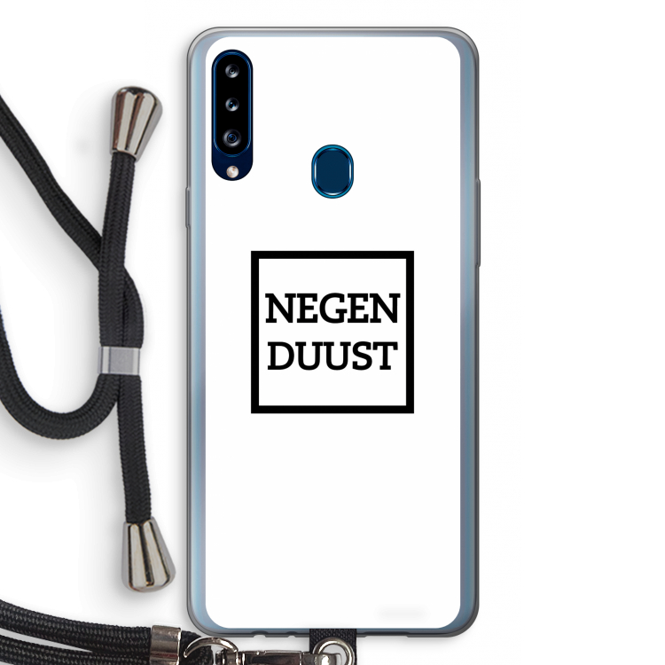 Negenduust vierkant: Samsung Galaxy A20s Transparant Hoesje met koord
