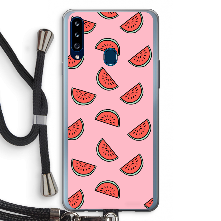 Watermeloen: Samsung Galaxy A20s Transparant Hoesje met koord