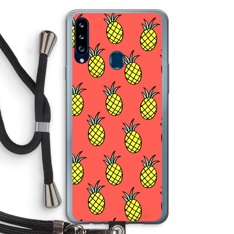 Ananas: Samsung Galaxy A20s Transparant Hoesje met koord