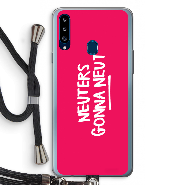 Neuters (roze): Samsung Galaxy A20s Transparant Hoesje met koord