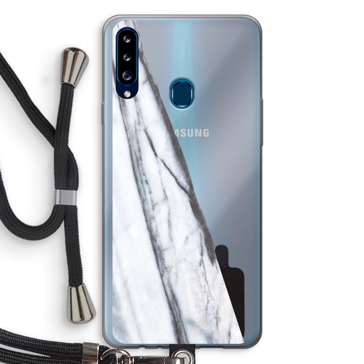Gestreepte marmer: Samsung Galaxy A20s Transparant Hoesje met koord