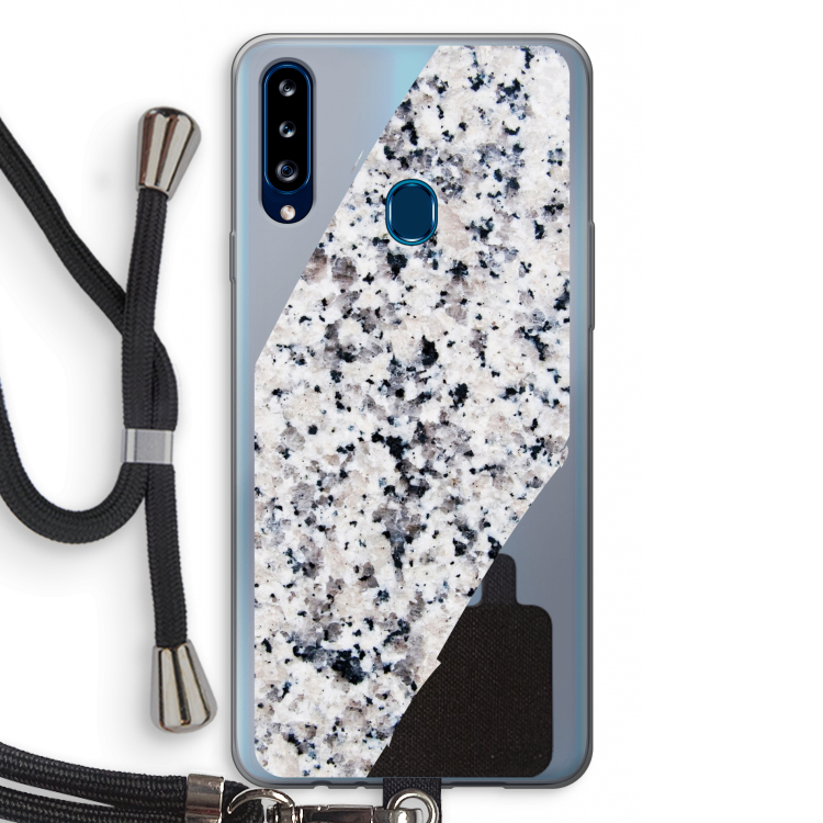 Gespikkelde marmer: Samsung Galaxy A20s Transparant Hoesje met koord