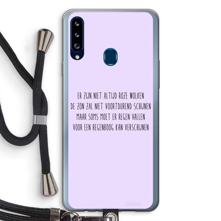 Regenboog: Samsung Galaxy A20s Transparant Hoesje met koord
