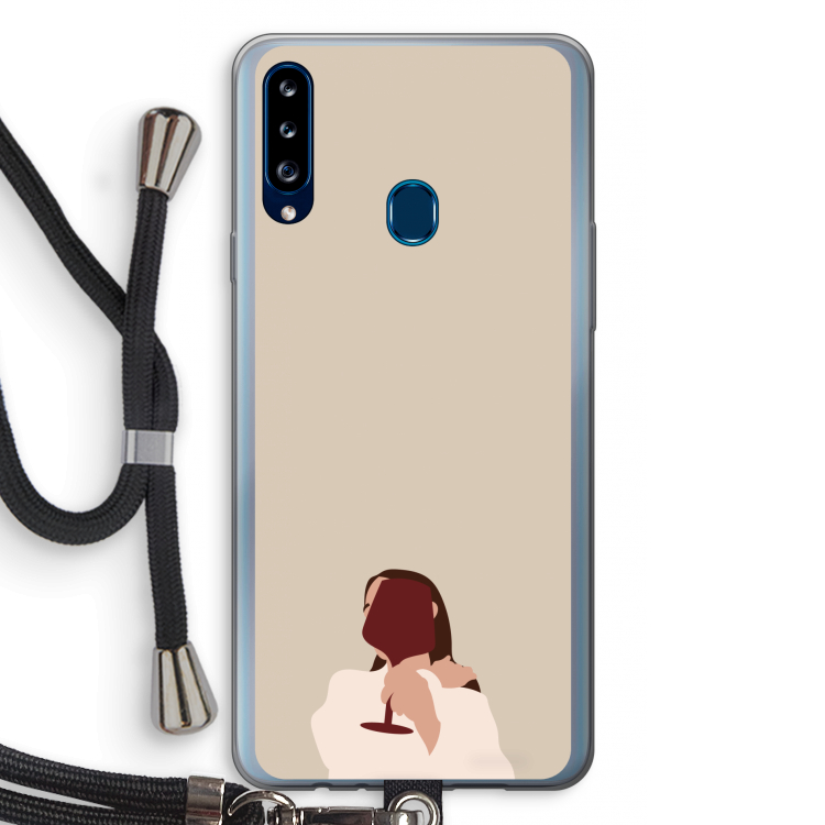 I drink wine: Samsung Galaxy A20s Transparant Hoesje met koord