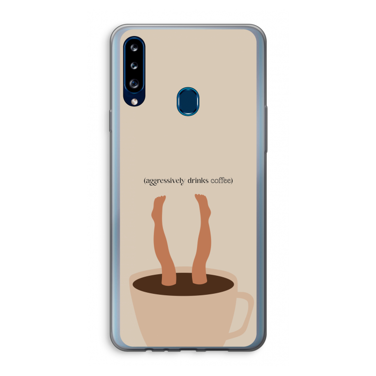Aggressively drinks coffee: Samsung Galaxy A20s Transparant Hoesje