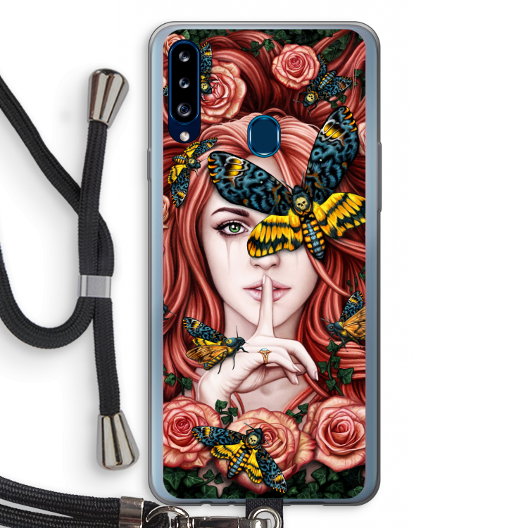 Lady Moth: Samsung Galaxy A20s Transparant Hoesje met koord