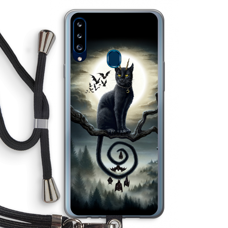 Moonlight Companions: Samsung Galaxy A20s Transparant Hoesje met koord