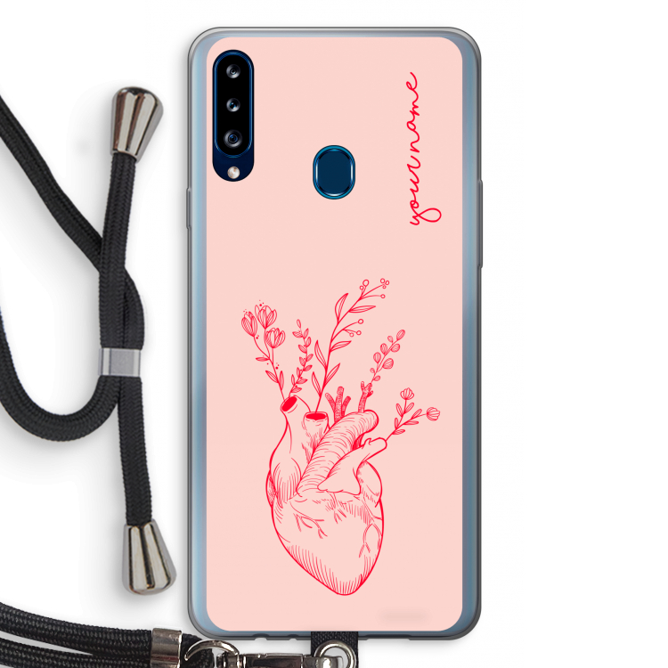 Blooming Heart: Samsung Galaxy A20s Transparant Hoesje met koord