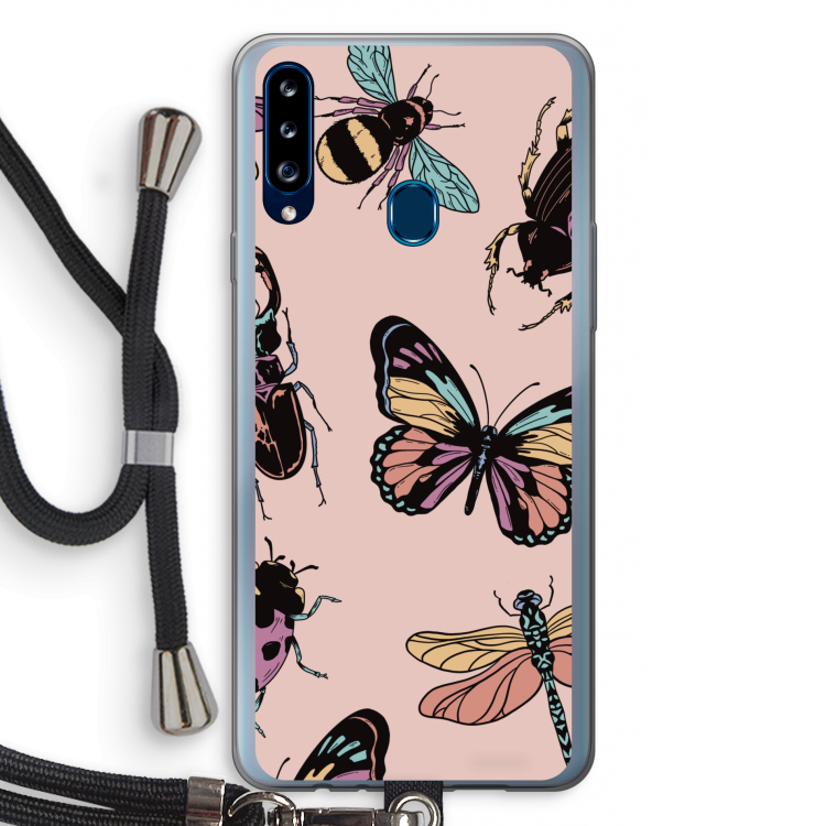 Tiny Bugs: Samsung Galaxy A20s Transparant Hoesje met koord