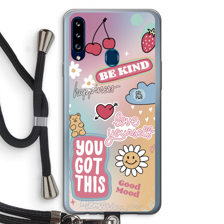 Positivity: Samsung Galaxy A20s Transparant Hoesje met koord