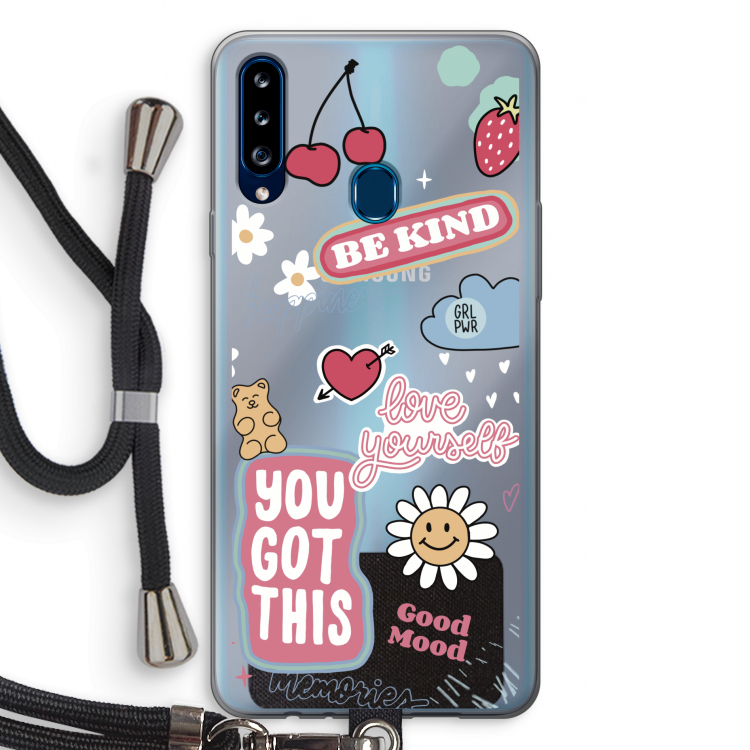 Positivity: Samsung Galaxy A20s Transparant Hoesje met koord