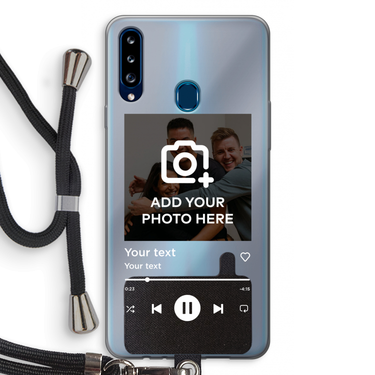 Music Player: Samsung Galaxy A20s Transparant Hoesje met koord