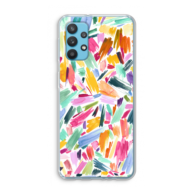 Watercolor Brushstrokes: Samsung Galaxy A32 4G Transparant Hoesje