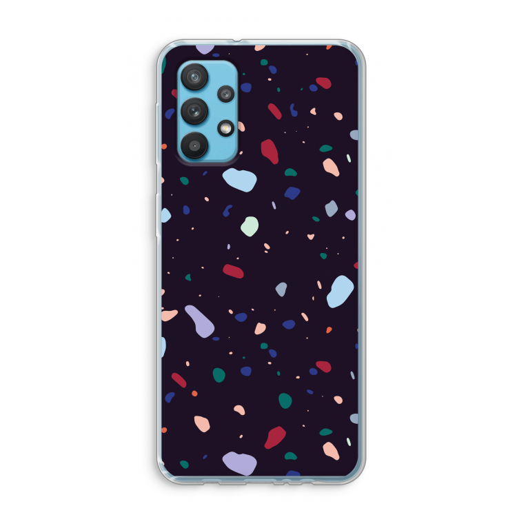 Dark Rounded Terrazzo: Samsung Galaxy A32 4G Transparant Hoesje