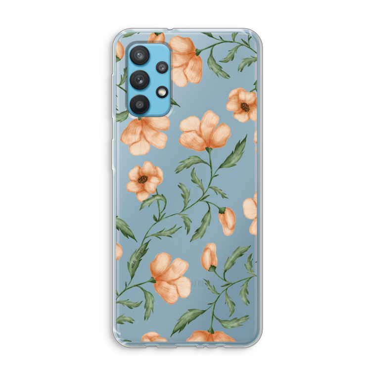 Peachy flowers: Samsung Galaxy A32 4G Transparant Hoesje