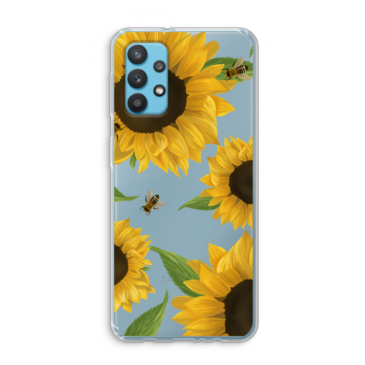 Sunflower and bees: Samsung Galaxy A32 4G Transparant Hoesje