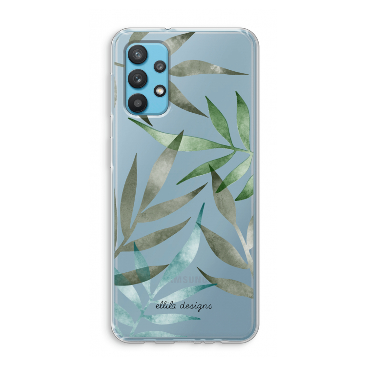 Tropical watercolor leaves: Samsung Galaxy A32 4G Transparant Hoesje