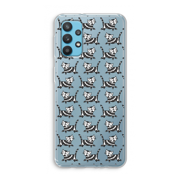 Zwarte poes: Samsung Galaxy A32 4G Transparant Hoesje
