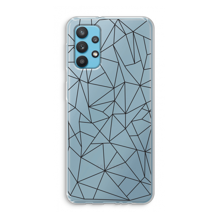 Geometrische lijnen zwart: Samsung Galaxy A32 4G Transparant Hoesje