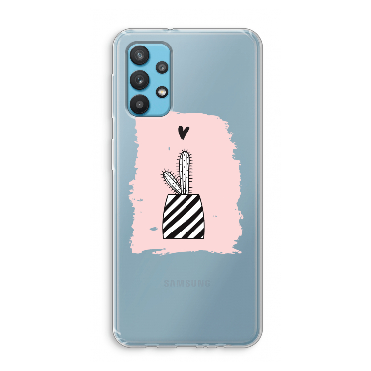 Zwart-wit cactus: Samsung Galaxy A32 4G Transparant Hoesje
