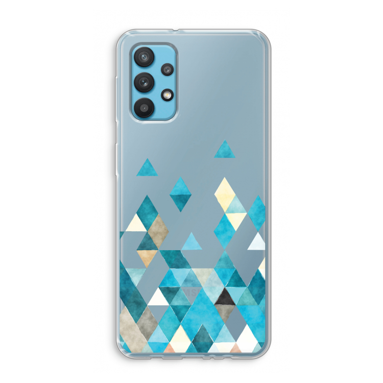 Gekleurde driehoekjes blauw: Samsung Galaxy A32 4G Transparant Hoesje
