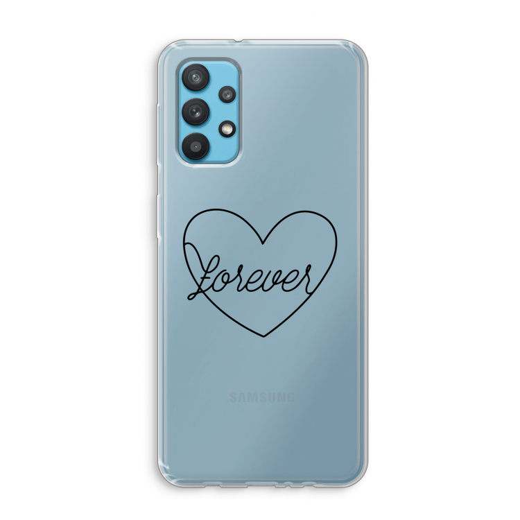 Forever heart black: Samsung Galaxy A32 4G Transparant Hoesje