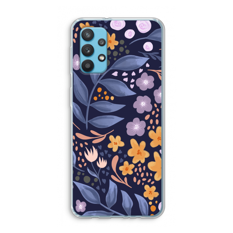 Flowers with blue leaves: Samsung Galaxy A32 4G Transparant Hoesje