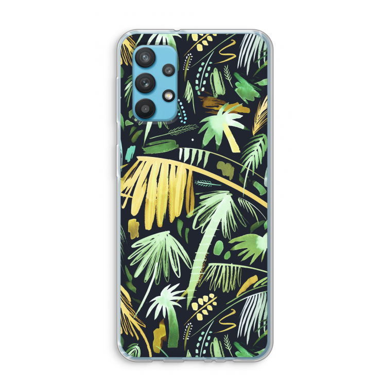 Tropical Palms Dark: Samsung Galaxy A32 4G Transparant Hoesje