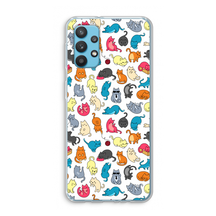 Kleurrijke katten: Samsung Galaxy A32 4G Transparant Hoesje