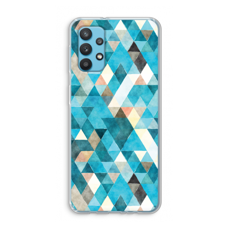 Gekleurde driehoekjes blauw: Samsung Galaxy A32 4G Transparant Hoesje
