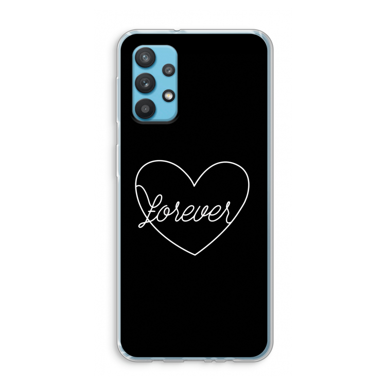 Forever heart black: Samsung Galaxy A32 4G Transparant Hoesje