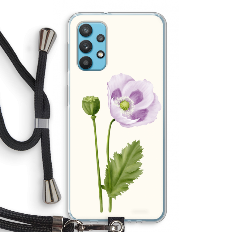 Purple poppy: Samsung Galaxy A32 4G Transparant Hoesje met koord