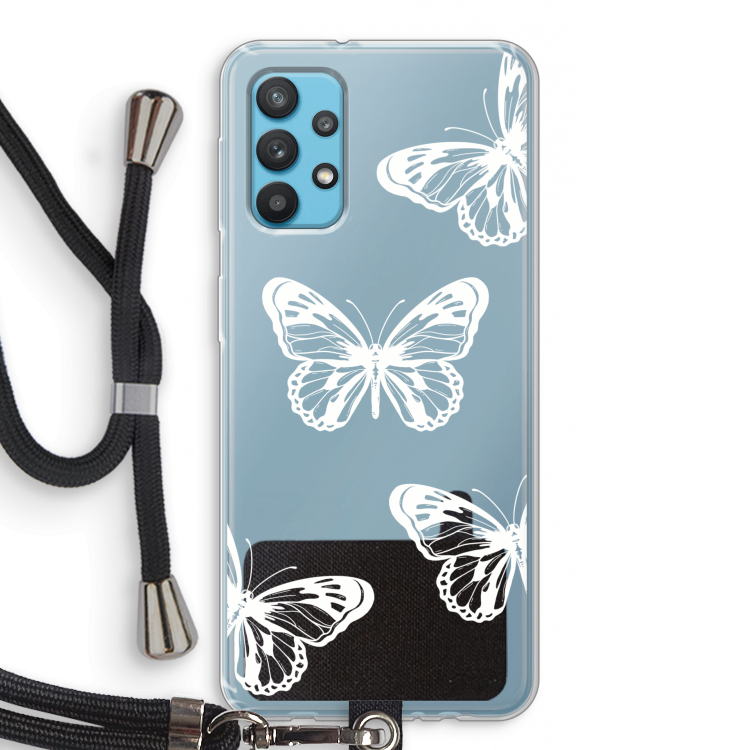 White butterfly: Samsung Galaxy A32 4G Transparant Hoesje met koord