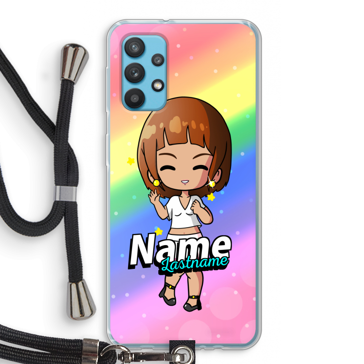 Chibi Maker vrouw: Samsung Galaxy A32 4G Transparant Hoesje met koord