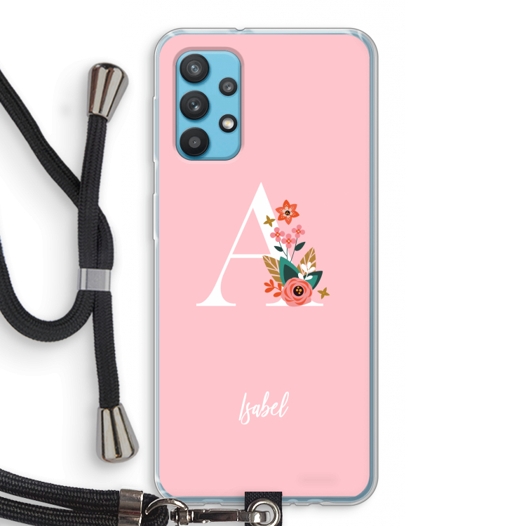 Pink Bouquet: Samsung Galaxy A32 4G Transparant Hoesje met koord