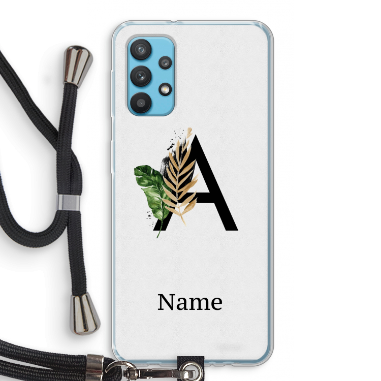 Charcoal Flora: Samsung Galaxy A32 4G Transparant Hoesje met koord