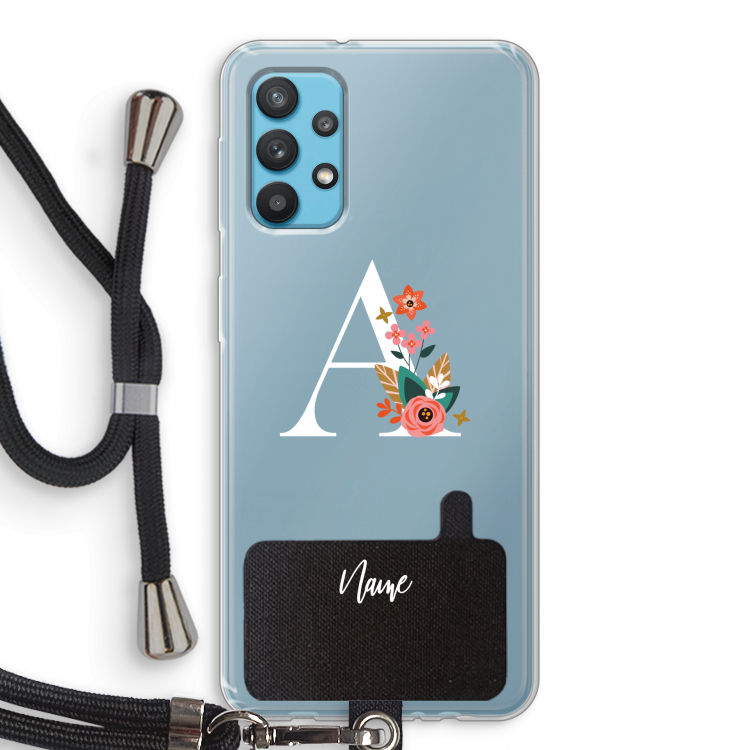 Pink Bouquet: Samsung Galaxy A32 4G Transparant Hoesje met koord