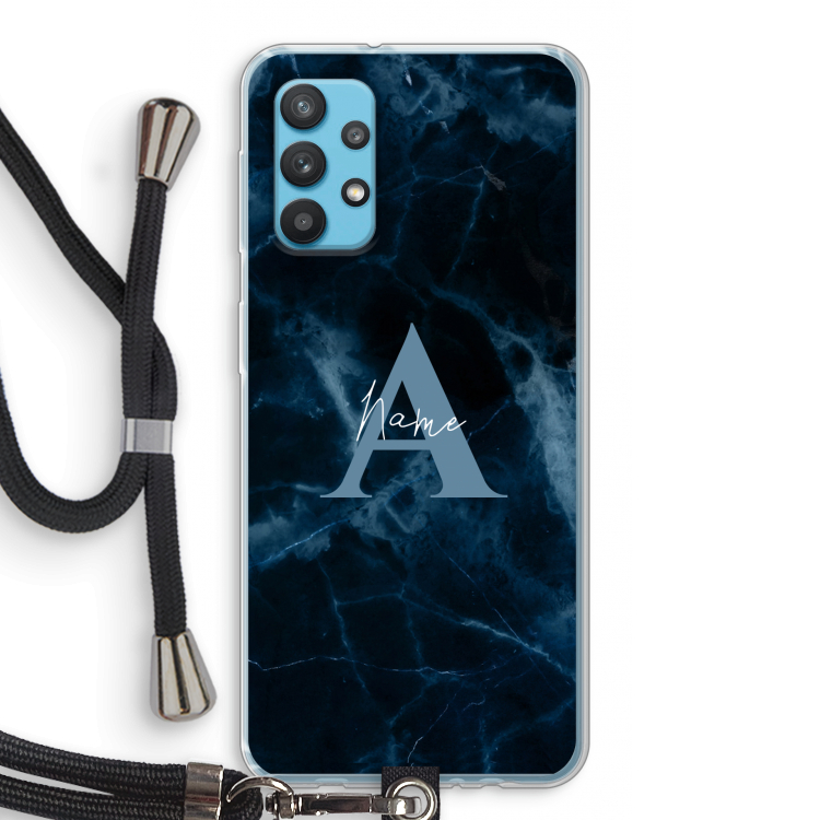 Midnight Marble: Samsung Galaxy A32 4G Transparant Hoesje met koord